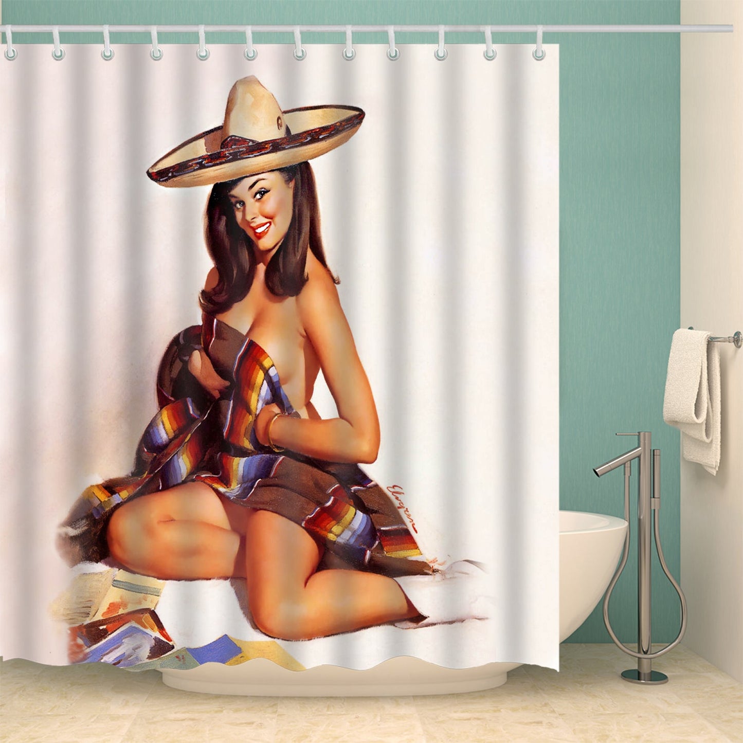 Animated Polyester Shower Curtain