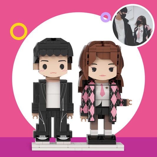 Customizable Fully Body 2 People Custom Brick Figures Persanalized Cute Face Brick Figures Gifts for Her