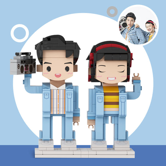 Fun Gifts Customizable Fully Body 2 People Custom Brick Figures Persanalized Cute Face Brick Figures