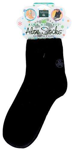 Earth Therapeutics Aloe Vera Socks – Infused with Natural Aloe Vera & Vitamin E – Helps Dry Feet, Cracked Heels, Calluses, Rough Skin, Dead Skin - Use with Your Favorite Lotions - Black