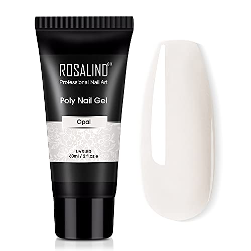 ROSALIND Opal White Poly Extension Gel, 60ml White Poly Nail Gel for Nail Art Decoration, Nail Thickening Extension Easy to DIY Use at Home Need UV Lamp (Update Version)