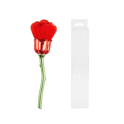 AKOAK 1 Pack Rose Flower Design Nail Art Cleaner Brush Multifunctional Blush Brush Powder Brush, Beauty Manicure Tool Gel Nail Care Accessories (Red+Green)