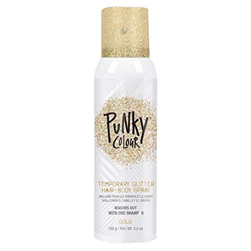 Punky Temporary Hair and Body Glitter Color Spray, Travel Spray, Lightweight, Adds Shimmery Glow, Perfect to use On Hair, Skin, or Clothing, 3.5 oz - GOLD