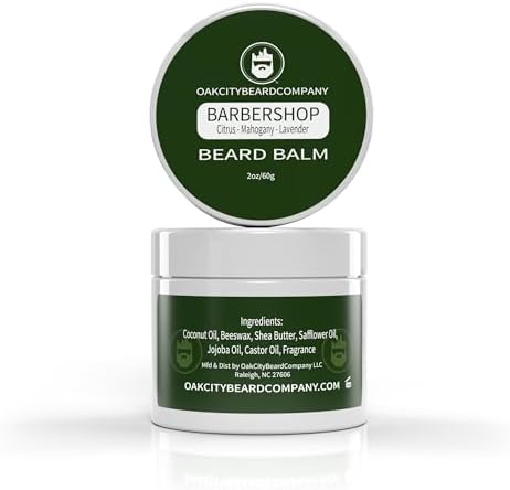 Oak City Beard Company - BarberShop - 2 Ounce - Beard Balm -Citrus - Mahogany - Green Notes - Lavender - Beard Conditioner