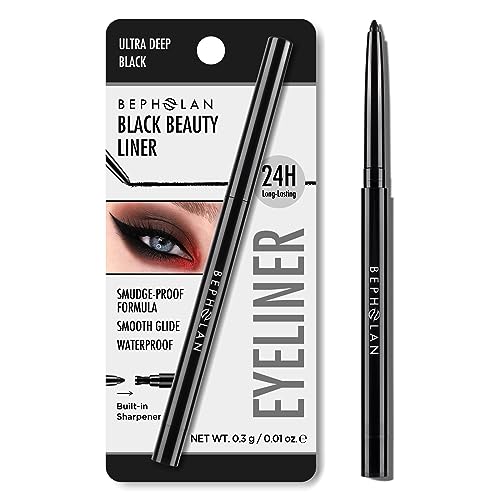 BEPHOLAN Black Eyeliner Pencils,Waterproof Gel Eyeliner Pencil Black Waterline Eye Liner Pen for Women Waterproof Smudge Proof Long-lasting (BLACK)