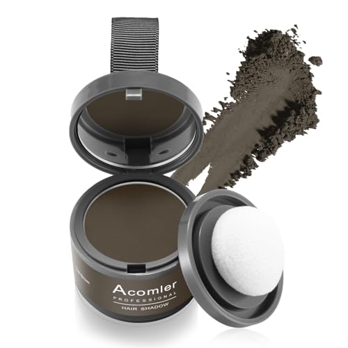 Acomler Instantly Root Cover Up Hairline Shadow Powder,Root Touch Up Hair Powder,Dark Brown for Thinning Hair, Grey Hair Coverage Hair Powder for Womem with Eyebrows,Beard Line,Bald Spots (Dark Brown)