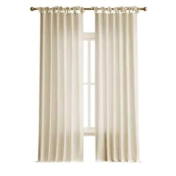 allen + roth 84-in Ivory Light Filtering Tie Top Single Curtain Panel - $20