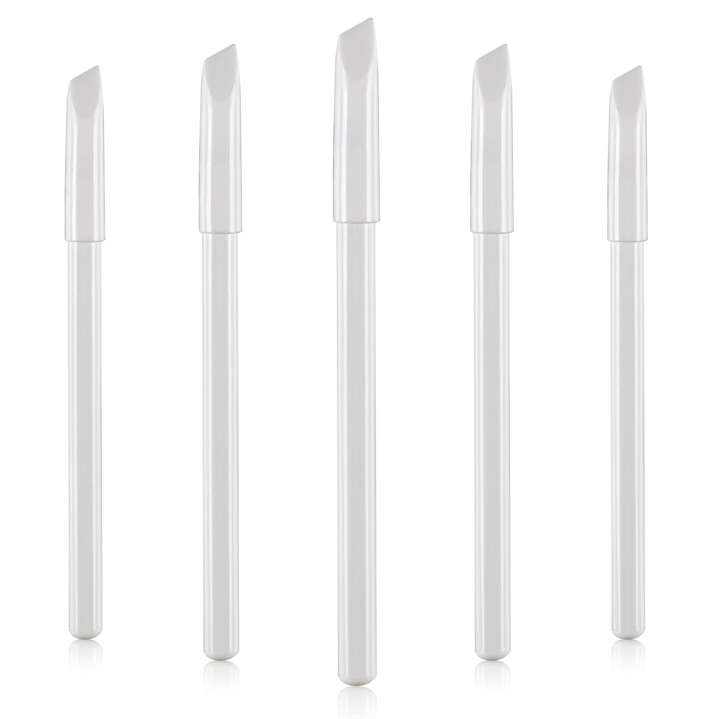 PAGOW 5 Pieces White Nail Pencils 2-In-1 Nail Whitening Pencils with Cuticle Pusher for DIY French Art Manicure Supplies, Perfect Nail Art Decoration Tool Nail Polish Remover Set