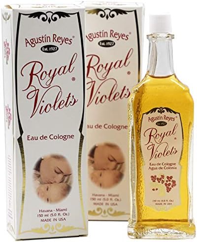 Agustin Reyes Royal Violets Eau de Cologne Gently and Refreshing for Baby Skin, Relaxing Aroma, 2-Pack of 5.0 FL Oz, 2 Glass Bottles