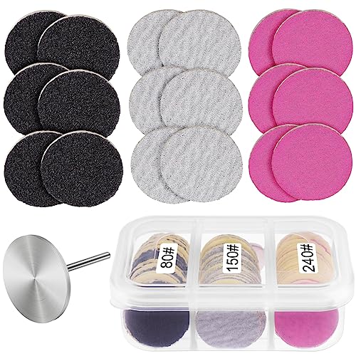 Rolybag Sanding Paper Discs and Metal Nail Drill Bit 25mm Pedicure Disc Replacement Sanding Discs Bits for Nail Drill Foot Files Electric Remover Dead Skin Callus (#80#150#240 Grit)