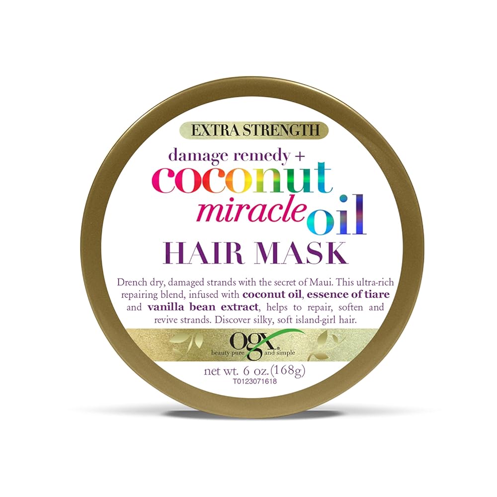 OGX Extra Strength Damage Remedy + Coconut Miracle Oil Hair Mask, Extra Hydrating & Softening Anti-Frizz Treatment to Help Repair Hair, Paraben-Free, Sulfated-Surfactants Free, 6 oz