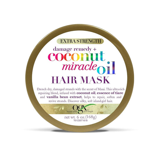 OGX Extra Strength Damage Remedy + Coconut Miracle Oil Hair Mask, Extra Hydrating & Softening Anti-Frizz Treatment to Help Repair Hair, Paraben-Free, Sulfated-Surfactants Free, 6 oz