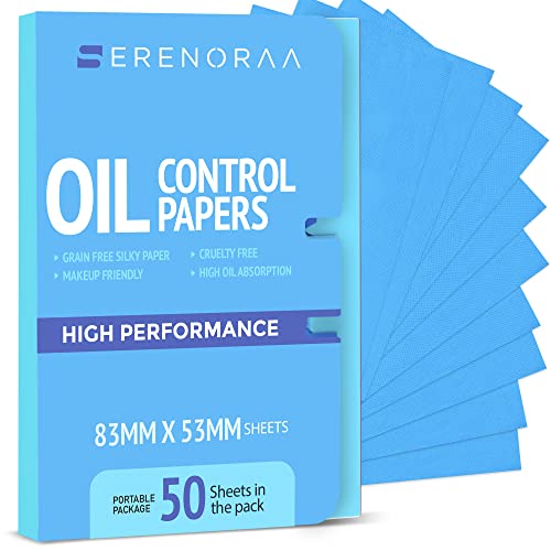 Oil Blotting Sheets for Face - Portable 1x50 Blue Oil Wipes Sheets for Face - Japanese High Performance Technology Makeup Blotting Paper -Grain Free Softer Oil Pads Absorbing Face Oil Tissues for Face