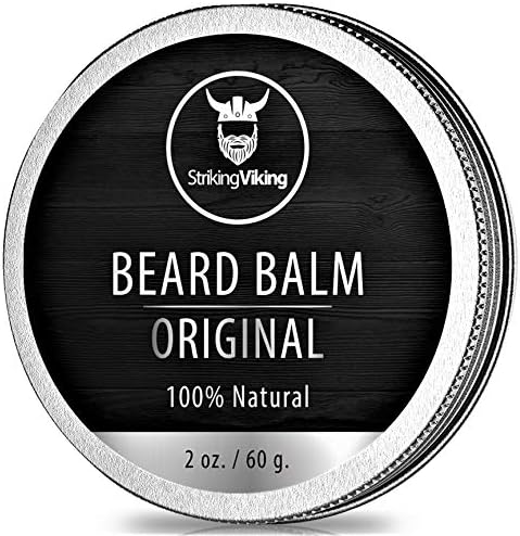 Striking Viking Unscented Beard Balm - Styles, Strengthens & Softens Beards and Mustaches - Naturally Derived Beard Conditioner with Organic Shea Butter, Tea Tree, Argan & Jojoba Oils