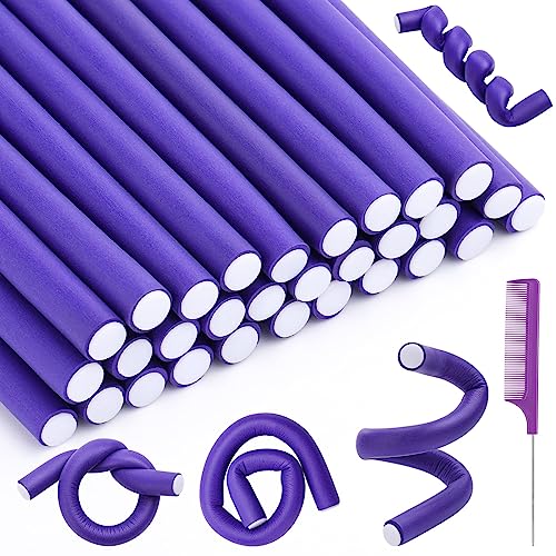30Pcs 9.45"(Length) x0.47"(Diameter) Small Flexible Hair Rollers Foam Curlers Flexible Curling Rods No Heat Curlers Hair Rods for Short, Medium and Long Hair
