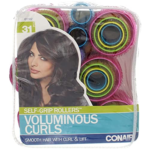 Conair Heatless Hair Curler Assorted Sizes and Colors Hair Rollers, Hair Curlers, with Storage Bag 31 Count