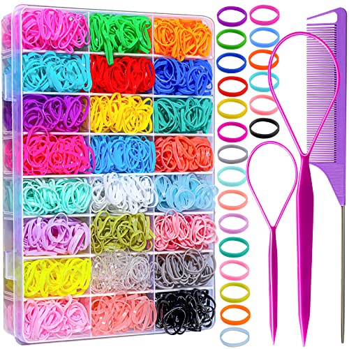 YGDZ Elastic Hair Bands 24 Colors, 1500 pcs Mini Hair Rubber Bands for Hair, Small Hair Ties, Ponytail Holders, Colorful Hair Accessories for Toddler, Baby, Girl, Kids