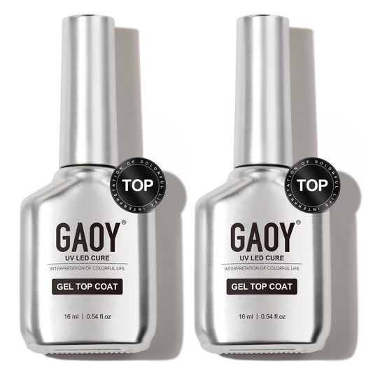 GAOY 2 Pcs 16ml No Wipe Gel Top Coat, Glassy Clear Gel Top Coat, High Gloss Finish for UV Light Cure Gel Nail Polish