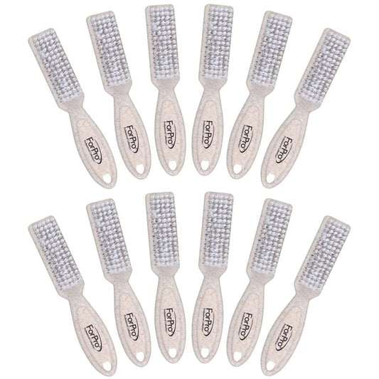 ForPro Premium Manicure Brush, Professional Nail Scrub Brush for Cleaning Toes and Fingernails, 5.5” L, Wheat Straw, 12-Count