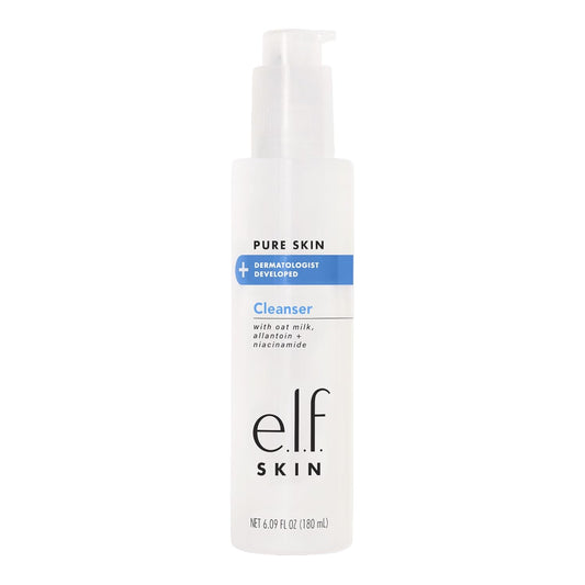 e.l.f. Pure Skin Cleanser, Non-Foaming Creamy & Gentle Daily Face Wash, Removes Dirt, Oil & Impurities Without Irritation, 6 Oz