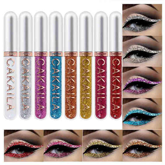 evpct 8 Colors Liquid Glitter Eyeliner Liquid Sets Glitter Eye Liners for Women Liquid White Silver Rose Gold Pink Liquid Sparkly Glitter Eyeliner
