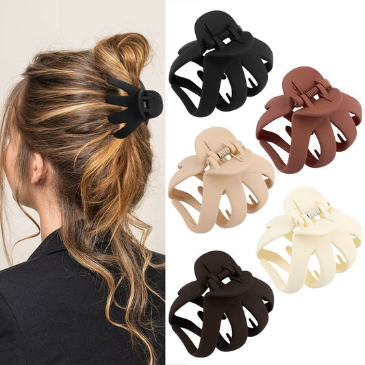 ATODEN 5Pcs Octopus Hair Clips Matte Hair Clips Octopus Hair Claw 3.15" Large Hair Claw Clips for Women Strong Grip Non-slip Jaw Clips for Thick and Medium Hair Big Claw Hair Clips Hair Accessories