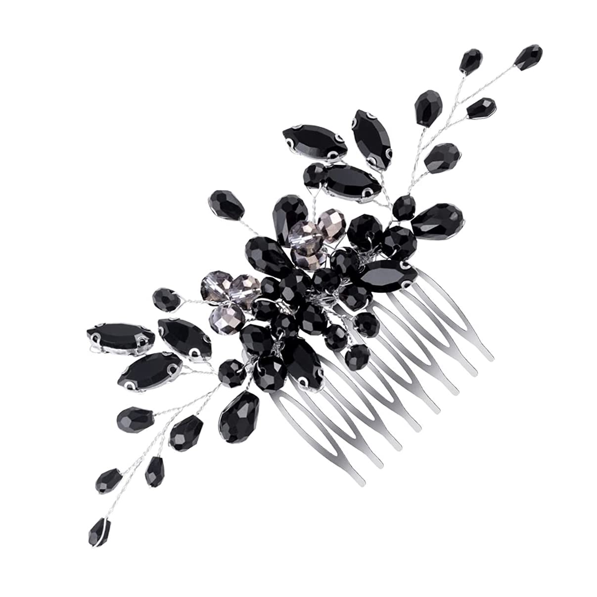 Black Teardrop Hair Side Comb Crystal Hair Pieces Rhinestone Headpieces Bride Wedding Hair Comb Bridal Hair Clip Side Combs Flower Headdress Hair Accessories for Women and Girls