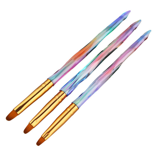 SILPECWEE 3Pcs Nail Art Brushes, Acrylic Nail Brush Nail Design Kit Nail Painting Pen Nail Extension Gel Brush Dipping Powder Cleaner Dust Makeup Nail Art Supplies