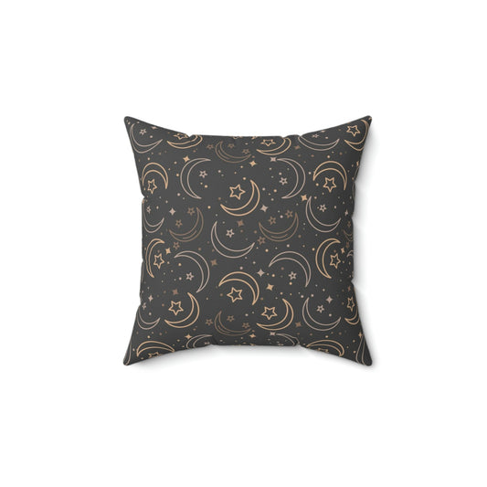 Elegant Moons Dark Gray Faux Suede Square Pillow Cover