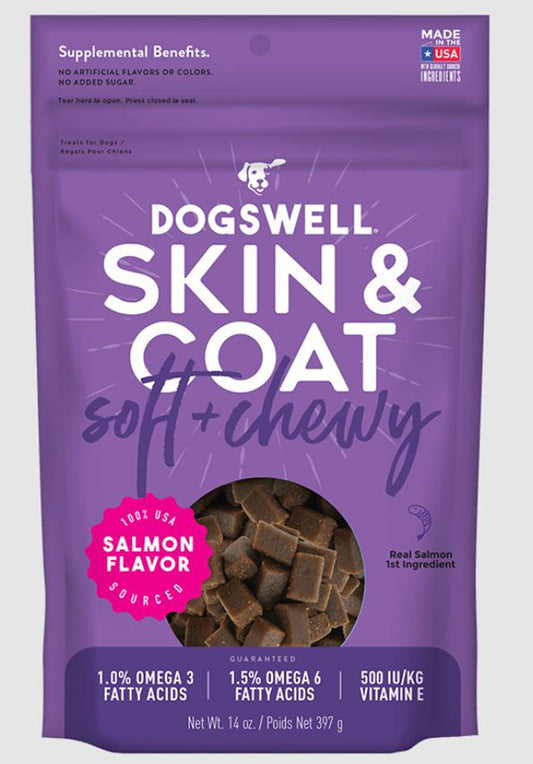 Dogswell Dog Skin And Coat Soft Chew Grain Free Salmon 14oz,