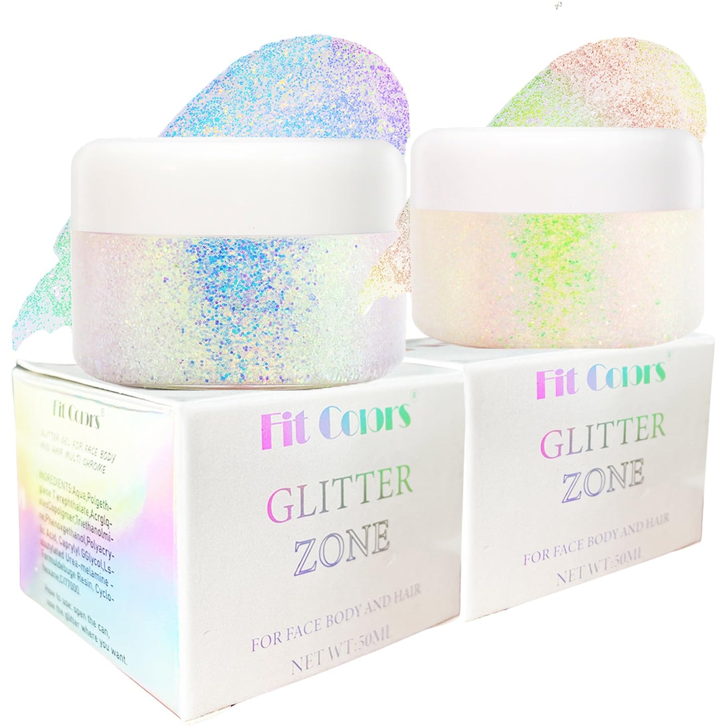 Body Face Glitter Gel Makeup: Holographic Body Face Hair Glitter Gel for Women Kids 100ml Lip Eyeshadow Glitter Gel Shimmer for Singer Concerts Disco Festival (1#Golden Ocean&2#Neon Pink)