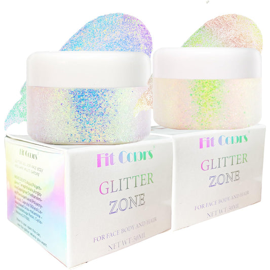 Body Face Glitter Gel Makeup: Holographic Body Face Hair Glitter Gel for Women Kids 100ml Lip Eyeshadow Glitter Gel Shimmer for Singer Concerts Disco Festival (1#Golden Ocean&2#Neon Pink)