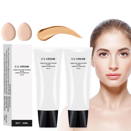 PERVALA Skin Tone Adjusting CC Cream Spf 43, Colour Correcting Self Adjusting for Mature Skin, Moisturizing Skin, Primer, Concealer, Brightening Skin Tone（2Pcs Natural Color）