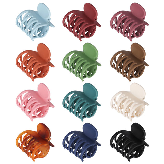 Vsiopy Double Row Claw Clips for Thin Hair Girls Women Medium Size, Matte, Non Slip 12 PCS
