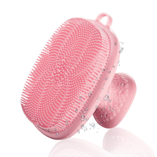 Silicone Face Scrubber for Men and Women Facial Cleansing Brush Silicone Face Wash Brush Manual Waterproof Cleansing Skin Care Face Brushes for Cleansing and Exfoliating (Pink)