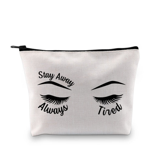 XYANFA Singer Maone Inspired Makeup Bag Tattoo Stay Away Always Tired Fans Gift Rapper Rocker Lover Zipper Pouch (Always Tired)