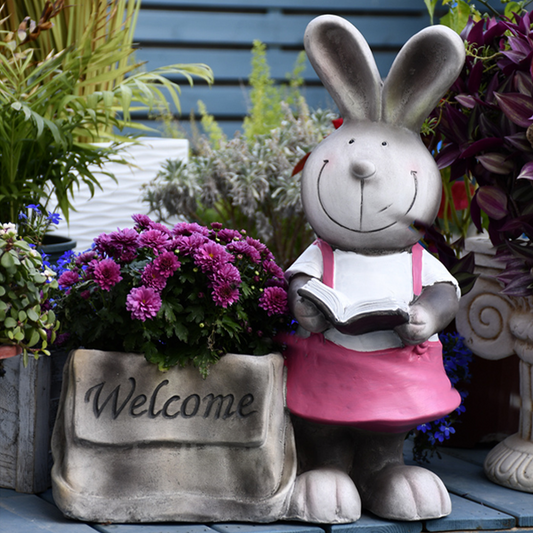 Female Rabbit With Bag Succulent Pot Planter