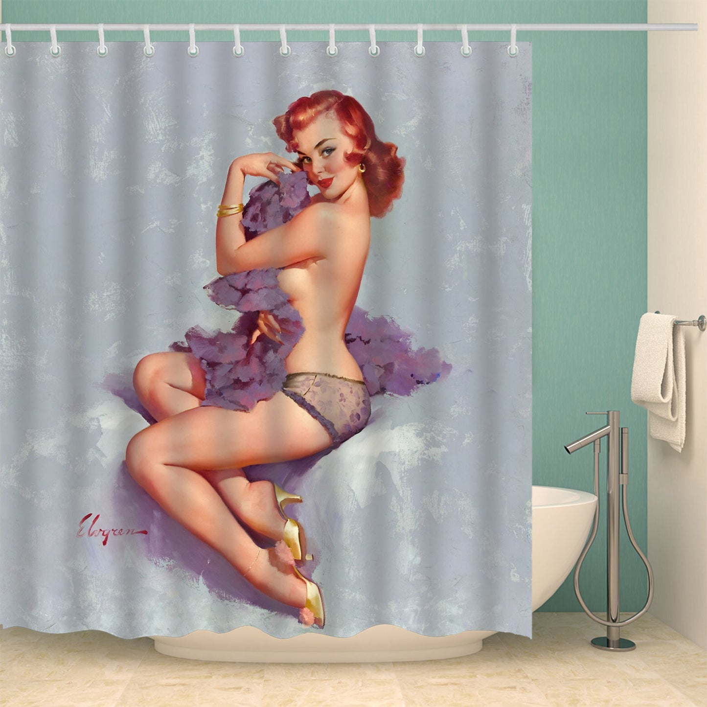 Animated Polyester Shower Curtain