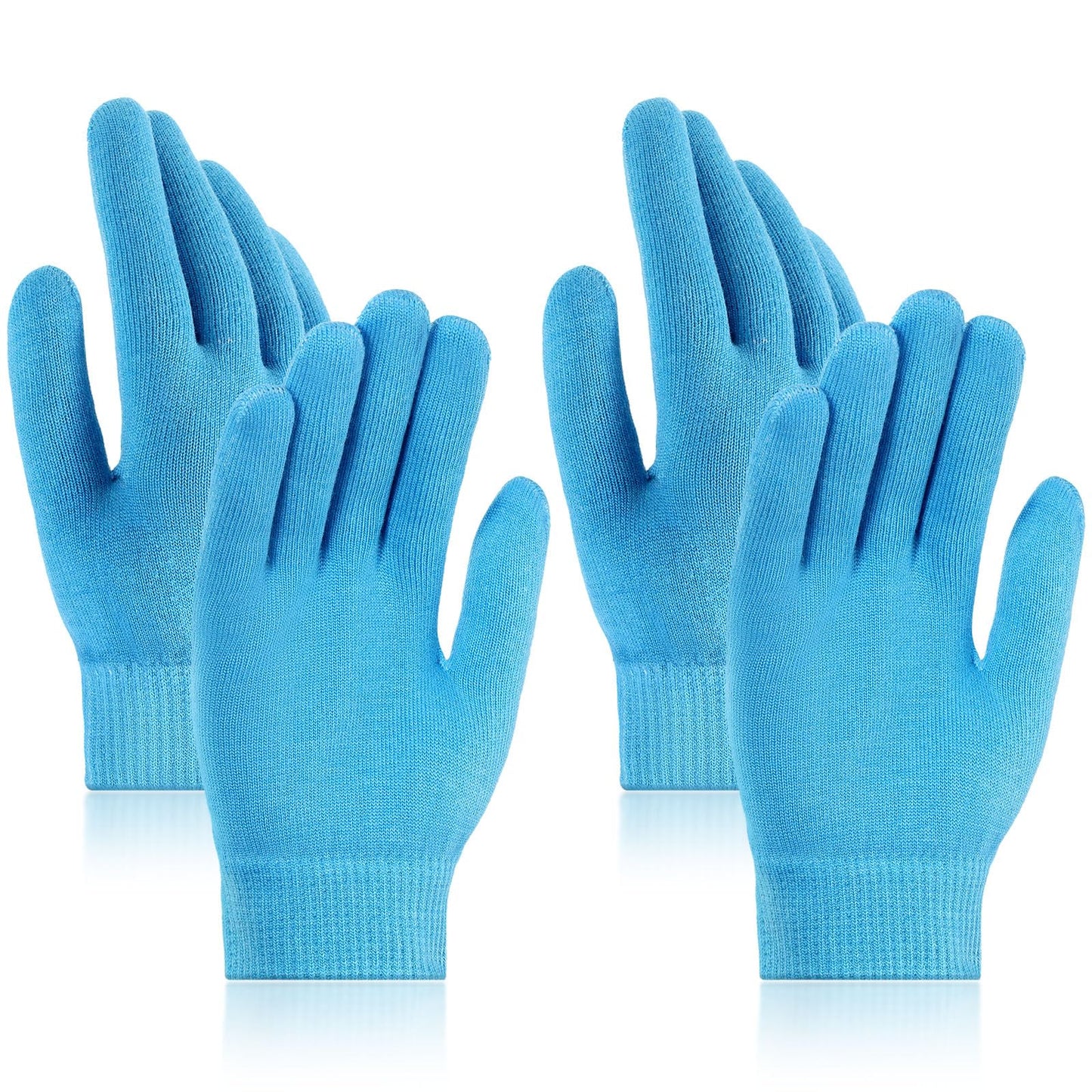 Chuarry 2 Pairs Dry Hand Healing Moisturizing Gloves Hydrating Cracked Hand Healing Gloves with Gel Lining Soft Spa Reusable Gel Gloves for Men Women Hands Softening Treatment Overnight (Blue)