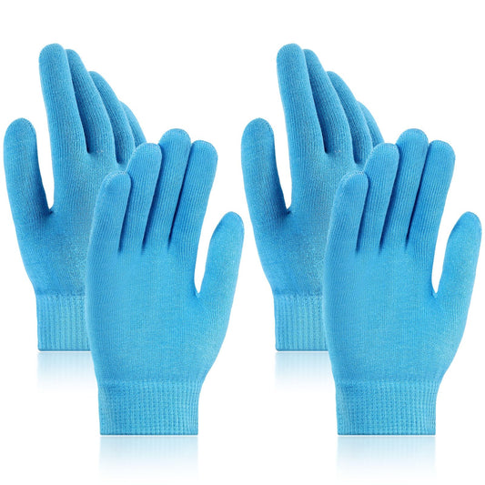 Chuarry 2 Pairs Dry Hand Healing Moisturizing Gloves Hydrating Cracked Hand Healing Gloves with Gel Lining Soft Spa Reusable Gel Gloves for Men Women Hands Softening Treatment Overnight (Blue)