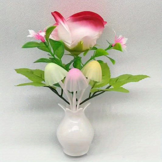 1PC American Standard Intelligent LED Rose Vase - Colorful Change Night Light - Energy-saving & Practical Wall Light - Family Essential