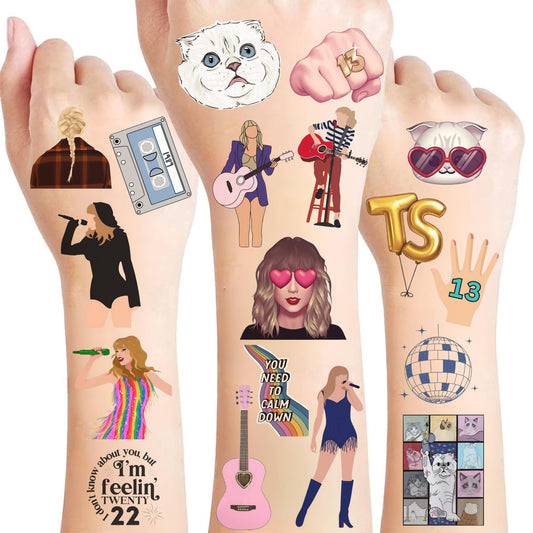 Temporary Tattoos Gift For Fan Birthday Party Decorations | 50Pcs Hand Face Tattoo Stickers Party Favor Party Supplies Gift For Kid Boy Girl Adult Pretty Christmas Gift