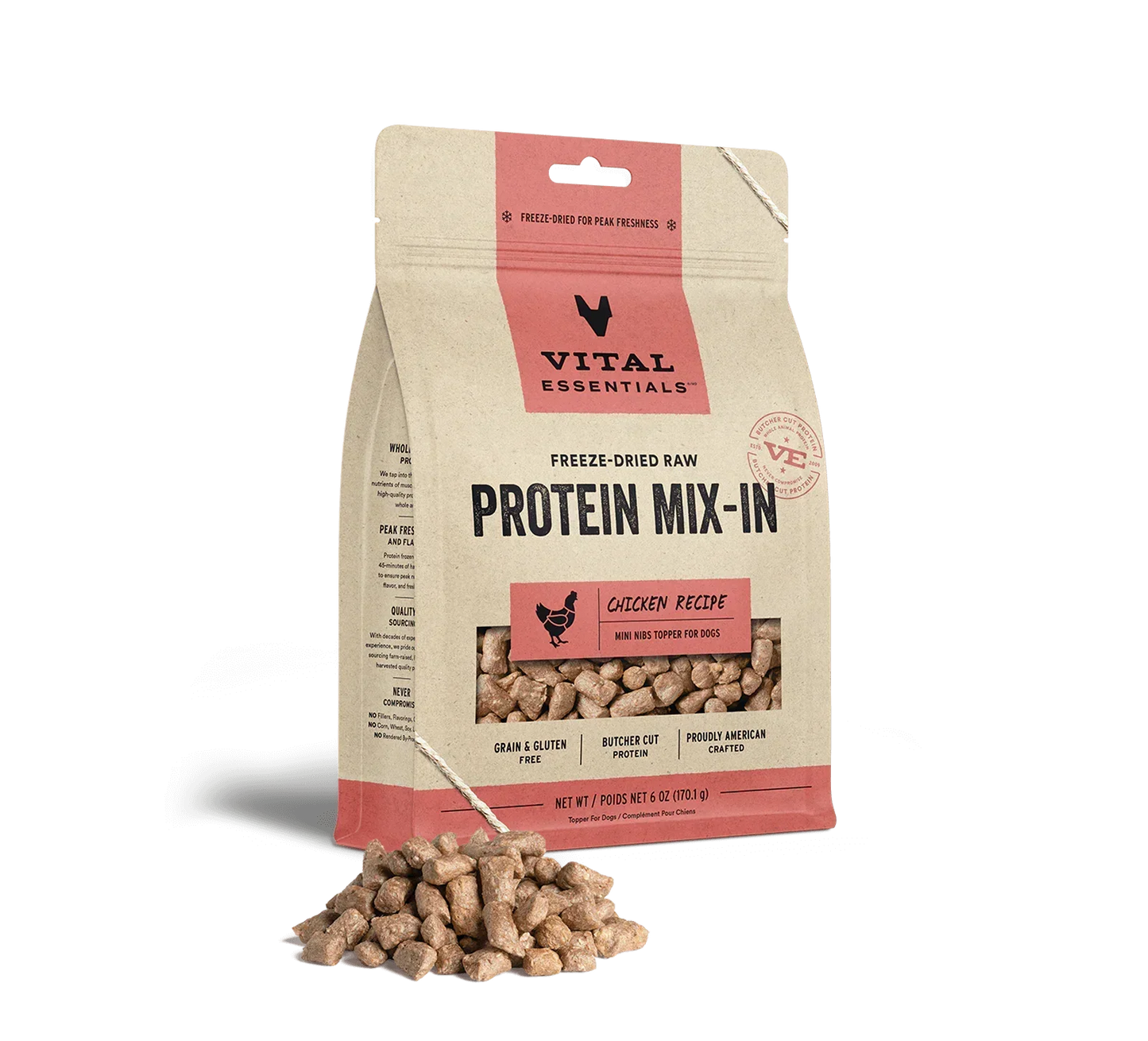 Vital Essentials Dog Freeze Dried Topper Chicken 6oz,