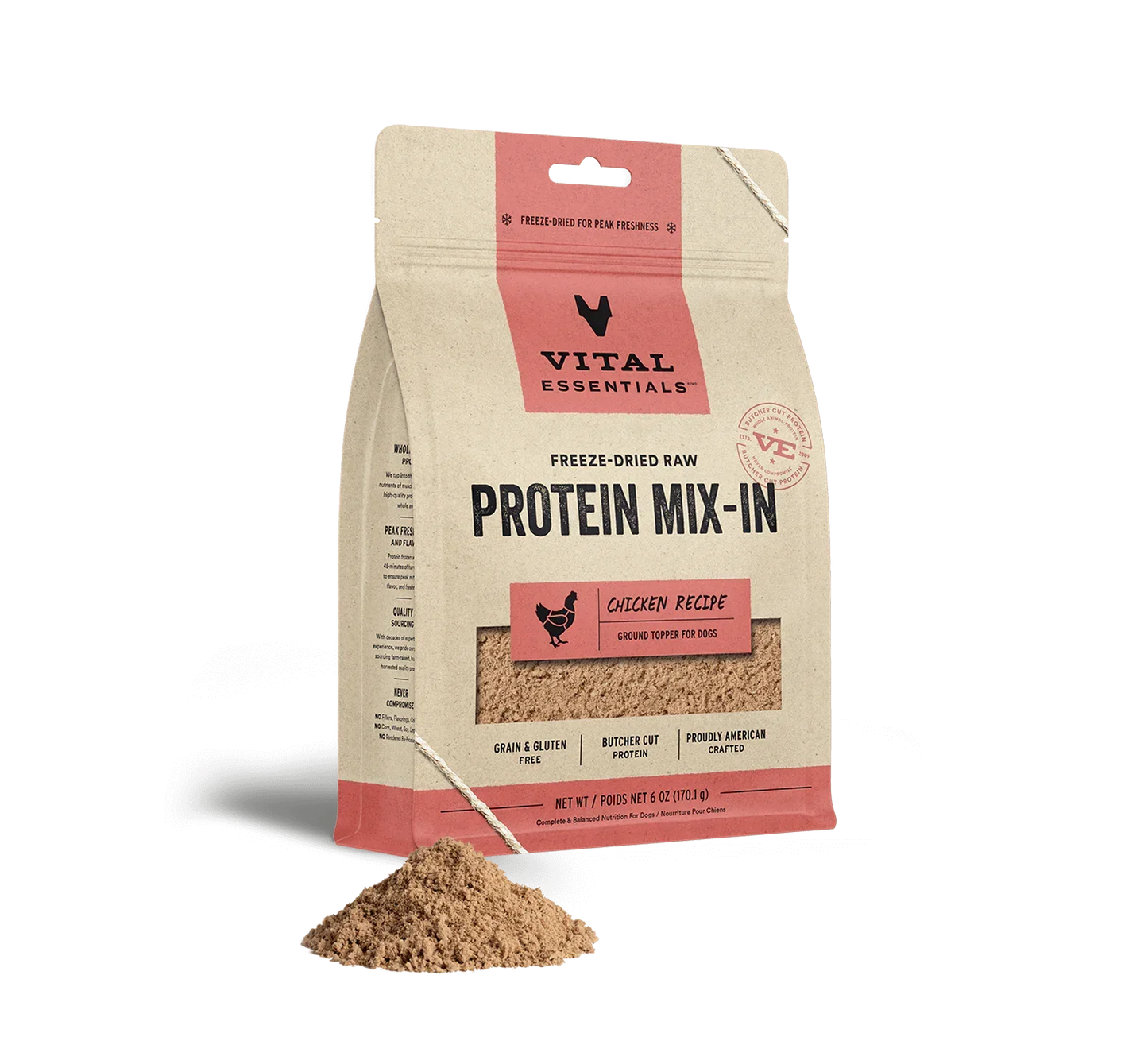 Vital Essentials Dog Freeze Dried Topper Ground Chicken 6oz,
