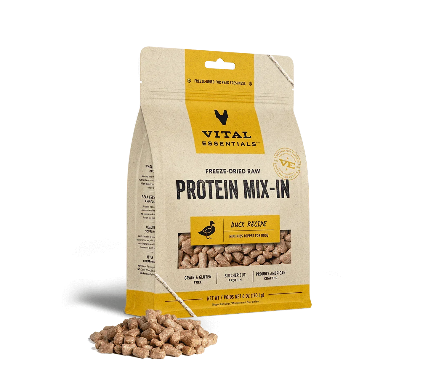 Vital Essentials Dog Freeze Dried Topper Duck 6oz,