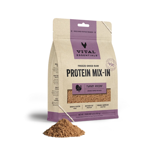 Vital Essentials Dog Freeze Dried Topper Ground Turkey 6oz,