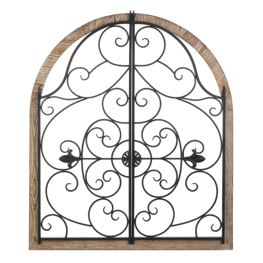 ARCHED WOOD AND IRON WALL DECOR