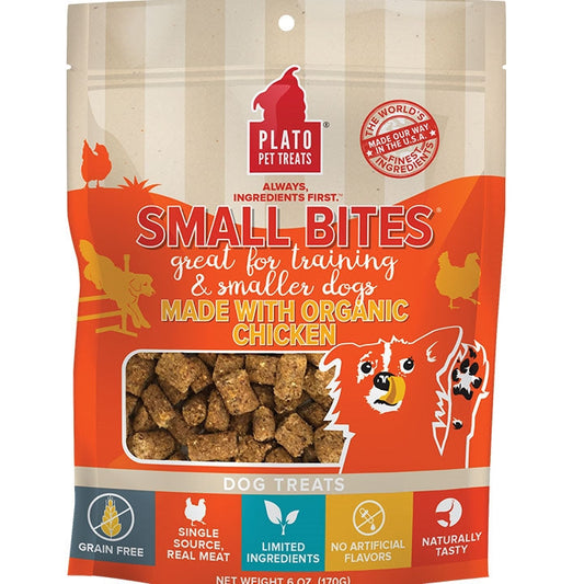 Plato Dog Small Bites Grain Free Organic Chicken 6oz,