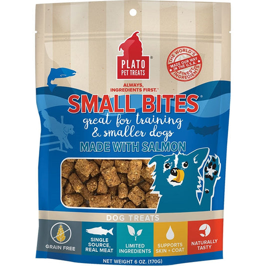 Plato Dog Strips Small Bites Grain Free Salmon 6oz,