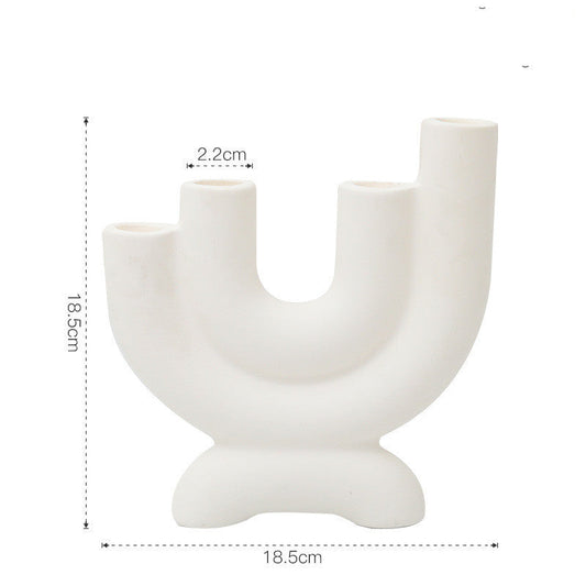 Nordic White Ceramic Candlestick Household Desktop Saor Style